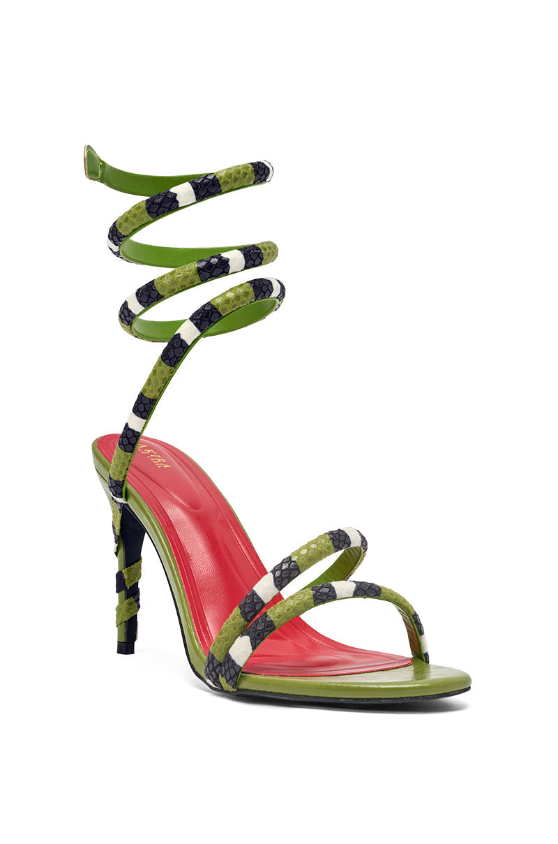 AKIRA GOLD CITLALI GREEN SNAKE COIL SANDAL