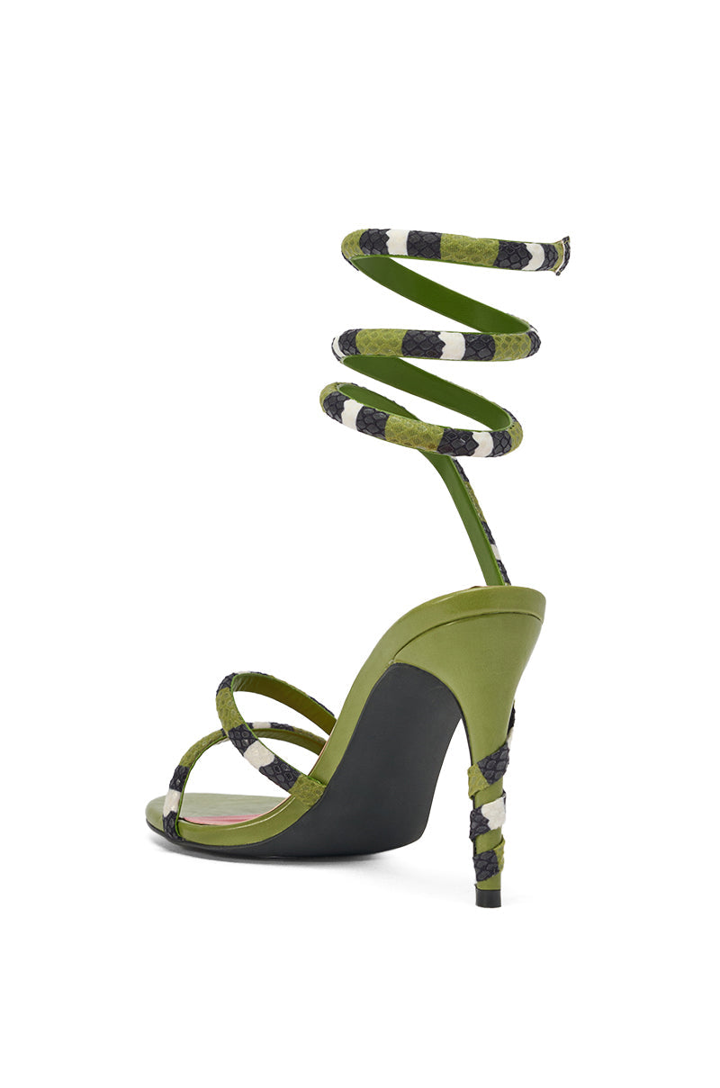 AKIRA GOLD CITLALI GREEN SNAKE COIL SANDAL