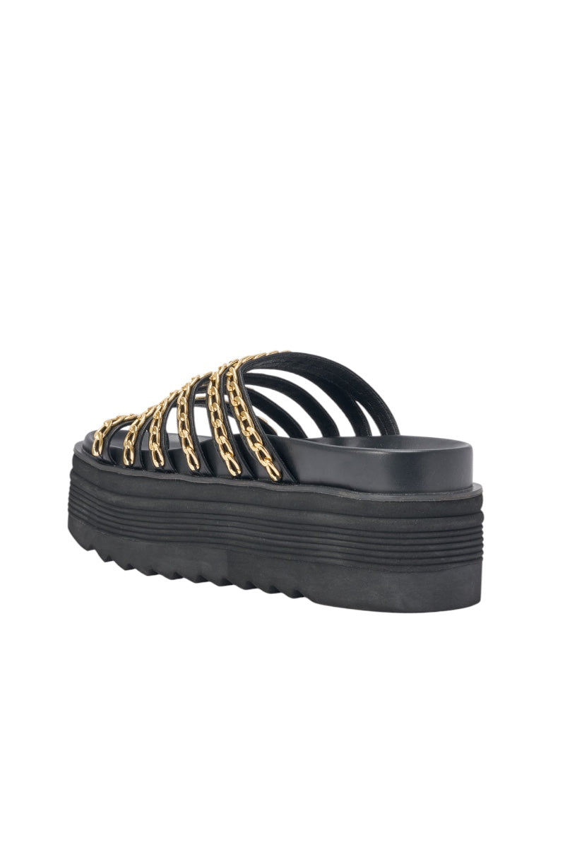 AKIRA CLEMENTE GOLD CHAIN DETAIL FLATFORM SANDAL