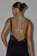 ONE OF ONE RHINESTONE SLEEVELESS TEE IN BLACK