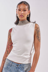 ONE OF ONE RHINESTONE SLEEVELESS TEE