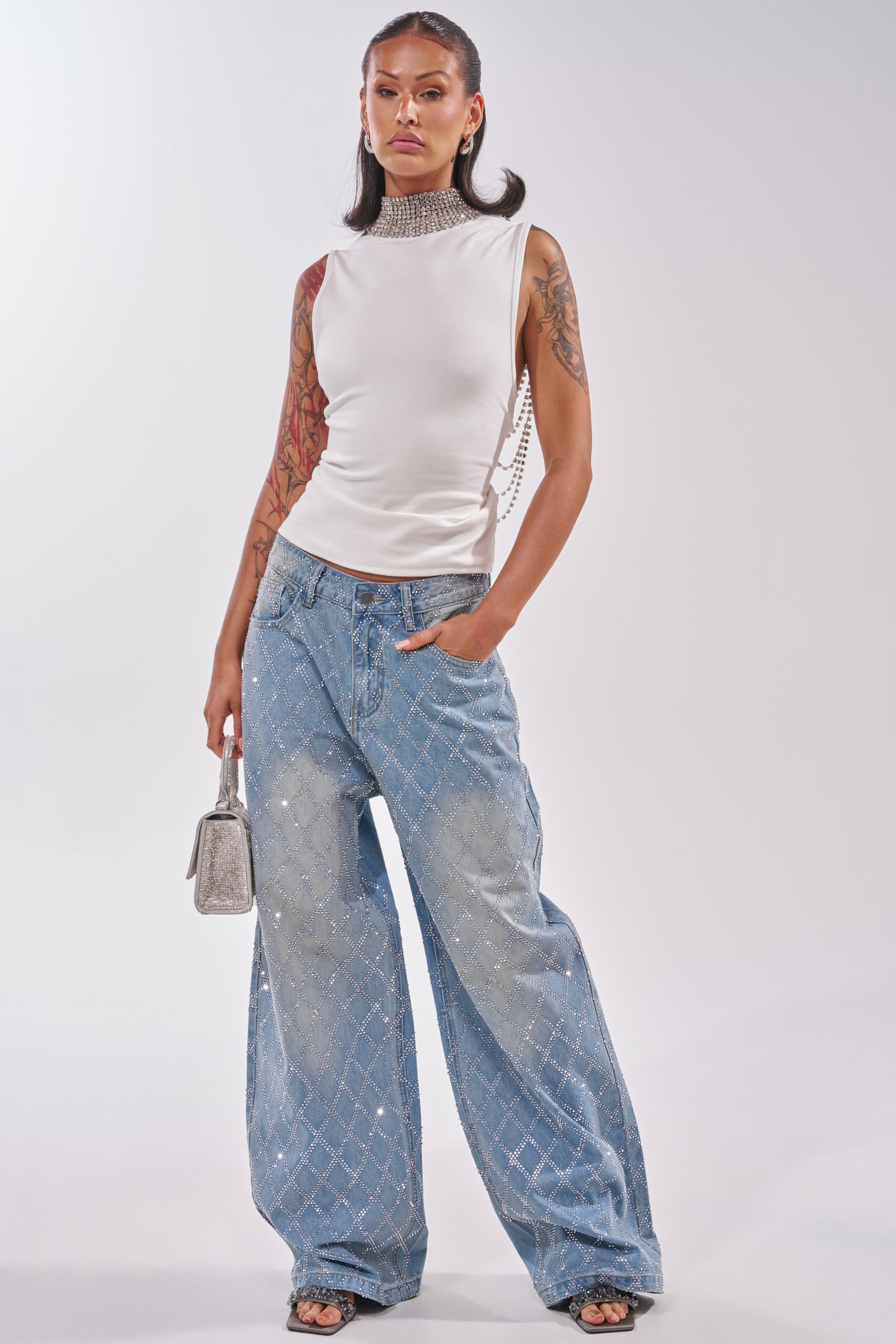 ONE OF ONE RHINESTONE SLEEVELESS TEE