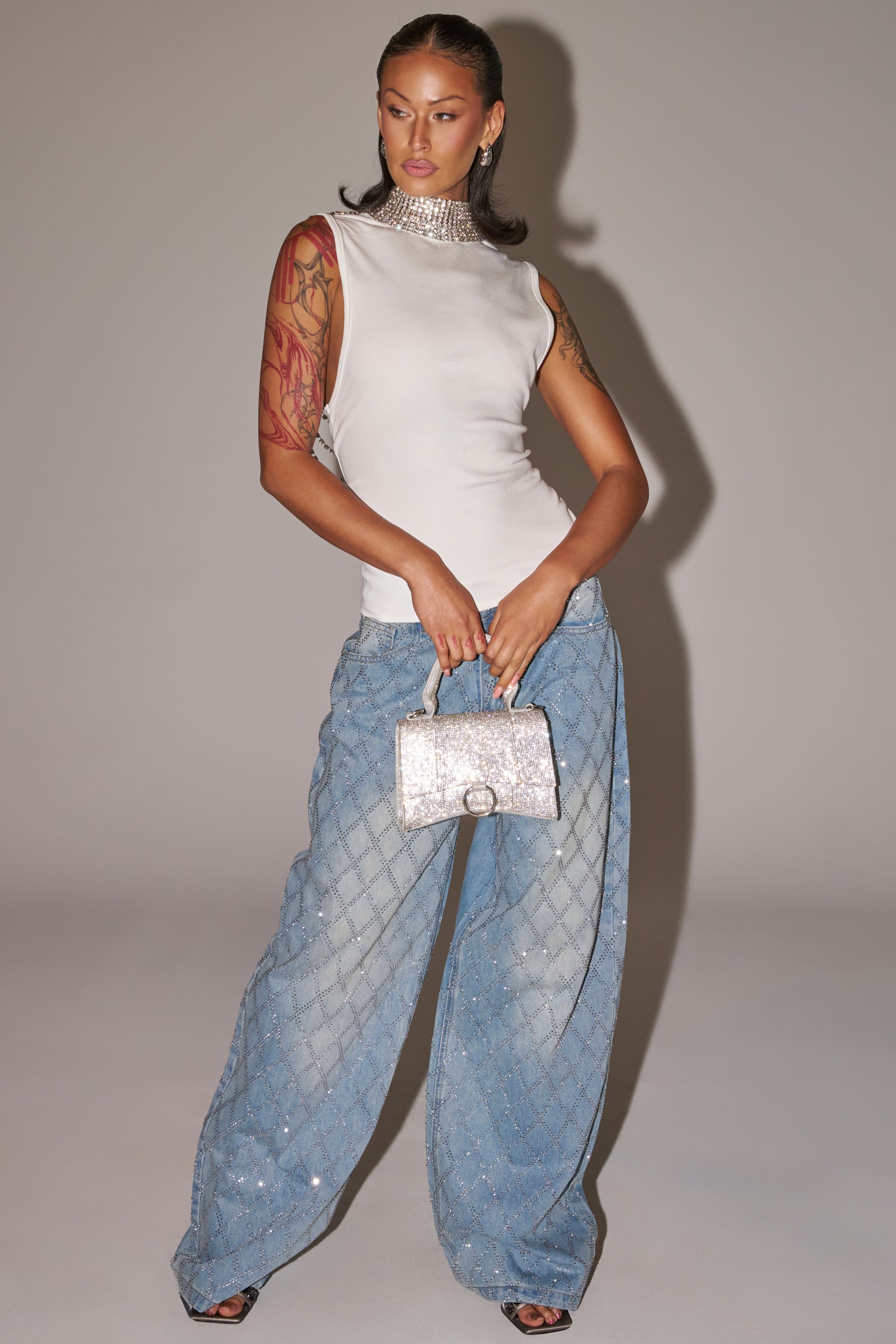 ONE OF ONE RHINESTONE SLEEVELESS TEE