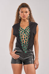 EMERALD BABY RHINESTONE TEE