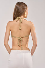 GOLDEN GIRL CROCHET SEQUIN TOP