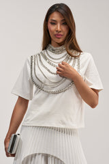ROYALTY RHINESTONE TEE IN WHITE