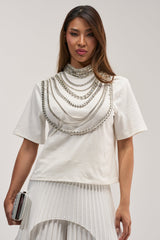 ROYALTY RHINESTONE TEE IN WHITE