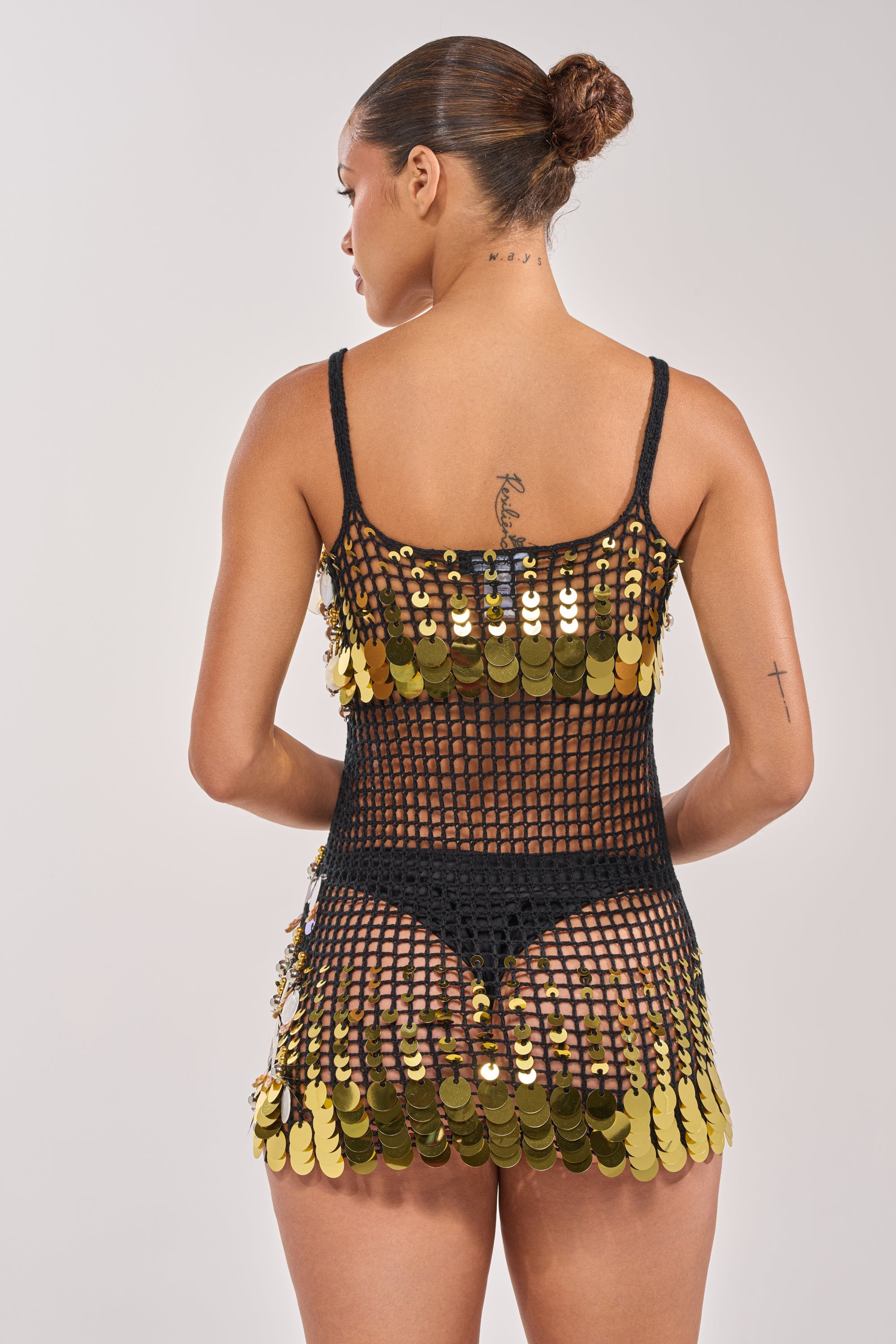 RESORT LIVING SEQUIN CROCHET MINI DRESS