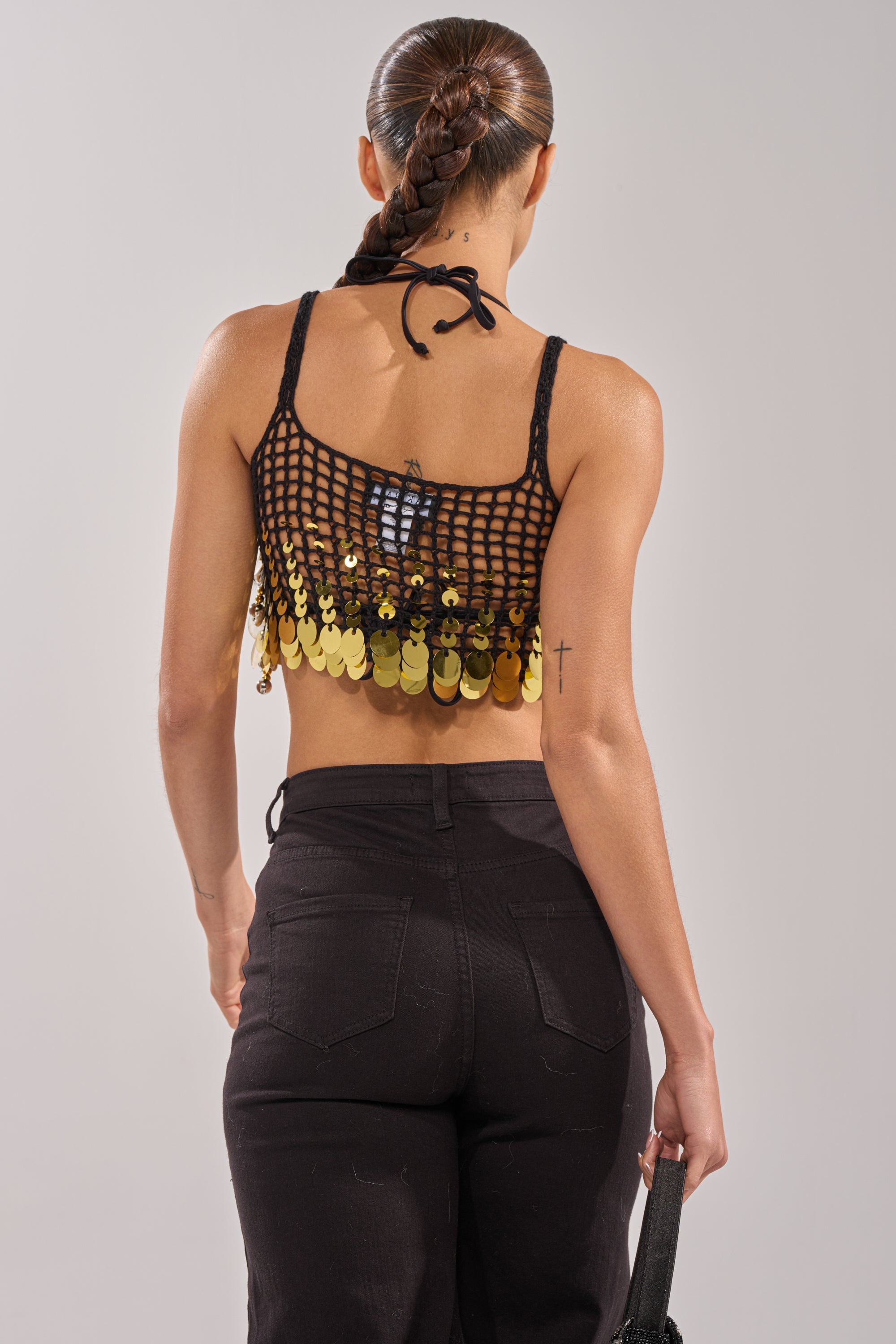 RESORT LIVING SEQUIN CROCHET TOP