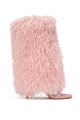 AZALEA WANG CLOUD NINE PINK FUR OPEN TOE BOOT