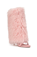 AZALEA WANG CLOUD NINE PINK FUR OPEN TOE BOOT