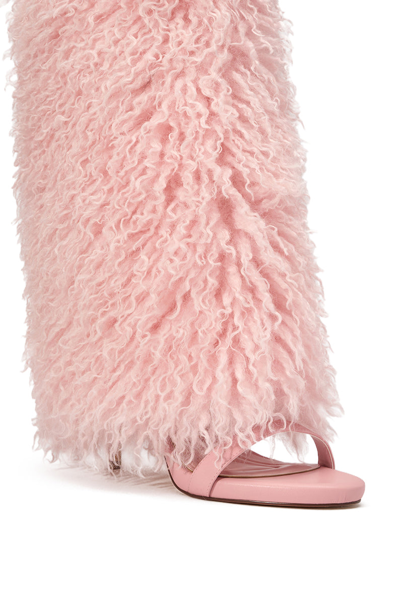 AZALEA WANG CLOUD NINE PINK FUR OPEN TOE BOOT