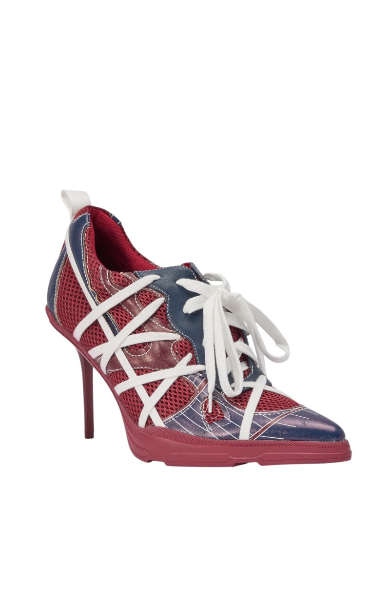 AZALEA WANG CROSS WALK BURGUNDY STILETTO SNEAKER HEEL