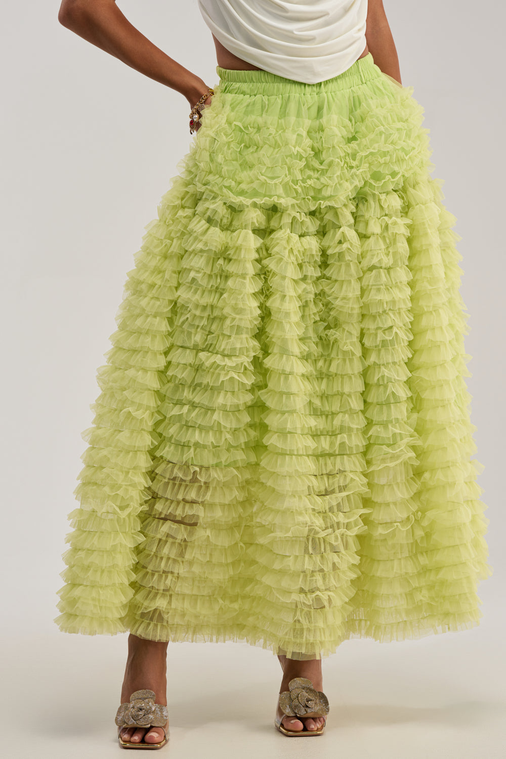 LOVE THE DRAMA MESH MAXI SKIRT