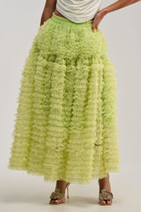 LOVE THE DRAMA MESH MAXI SKIRT