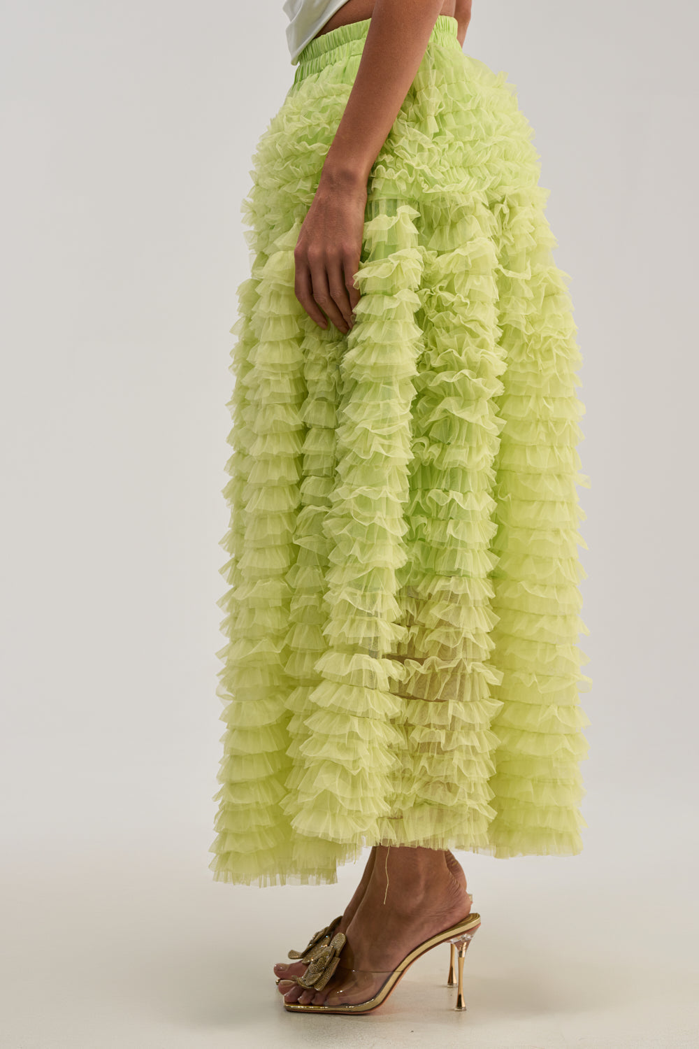 LOVE THE DRAMA MESH MAXI SKIRT