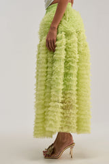 LOVE THE DRAMA MESH MAXI SKIRT