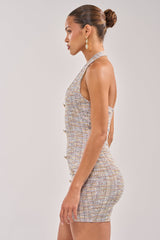 LOWKEY FIRE TWEED MINI DRESS IN LILAC