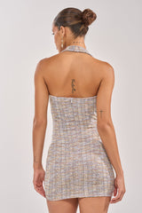LOWKEY FIRE TWEED MINI DRESS IN LILAC