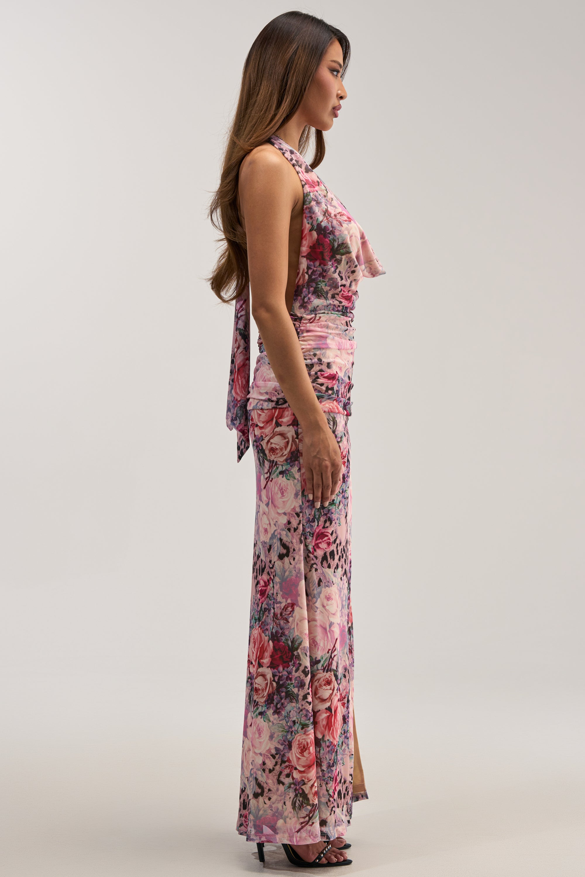 NO APOLOGIES ABSTRACT MAXI DRESS IN CHEETAH MULTI