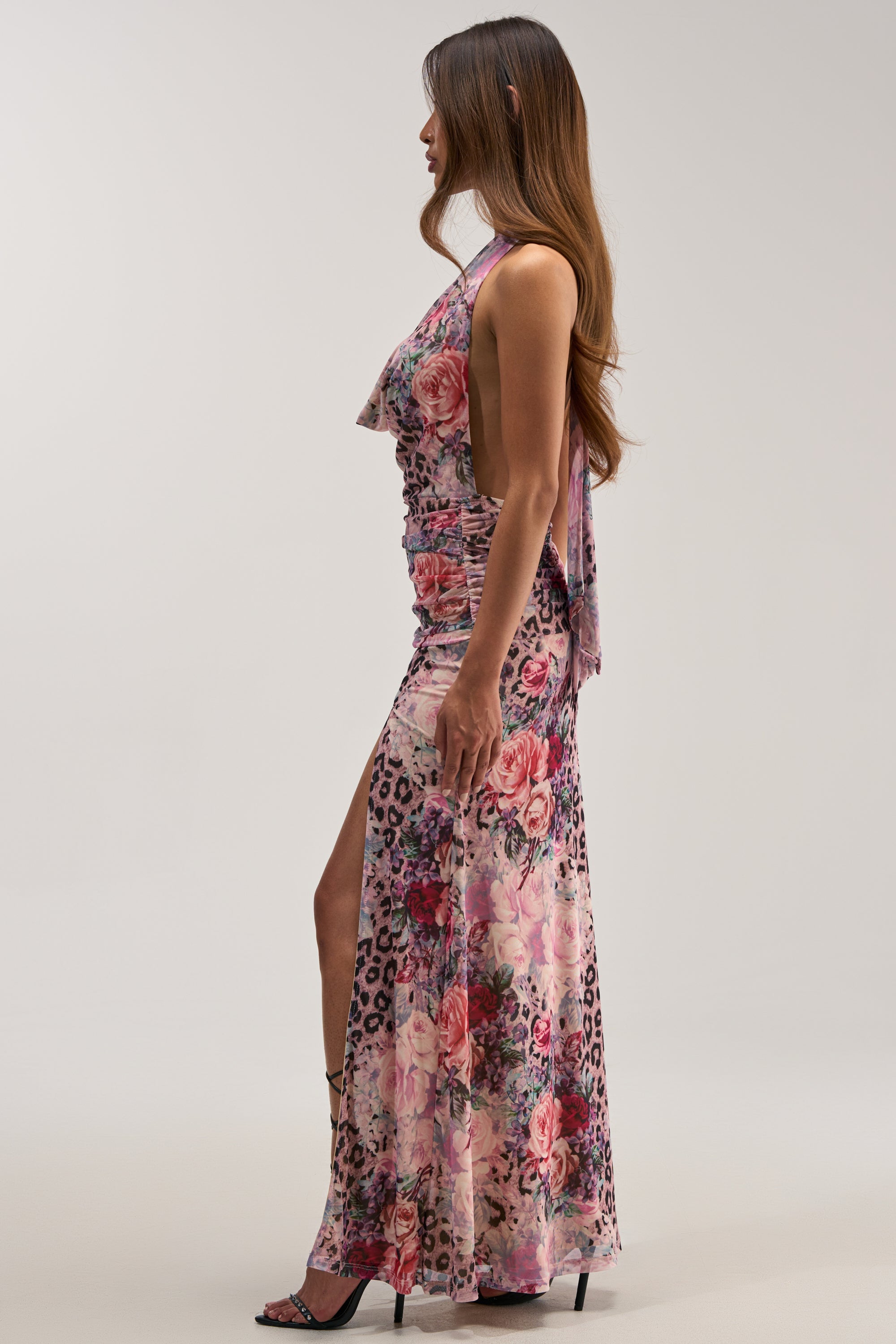 NO APOLOGIES ABSTRACT MAXI DRESS IN CHEETAH MULTI