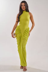 SECOND DATE BODYCON SHINE MAXI DRESS IN CHARTRUESE