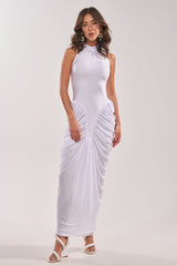 SECOND DATE BODYCON SHINE MAXI DRESS IN WHITE