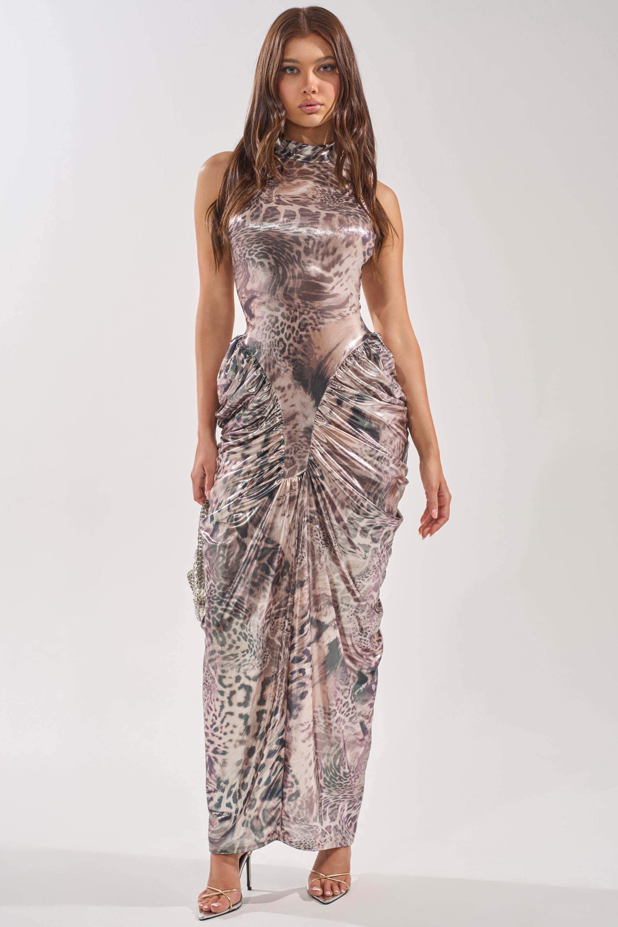 STANDING MY GROUND MOCK NECK MAXI DRESS