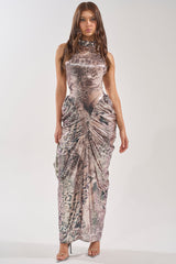 STANDING MY GROUND MOCK NECK MAXI DRESS