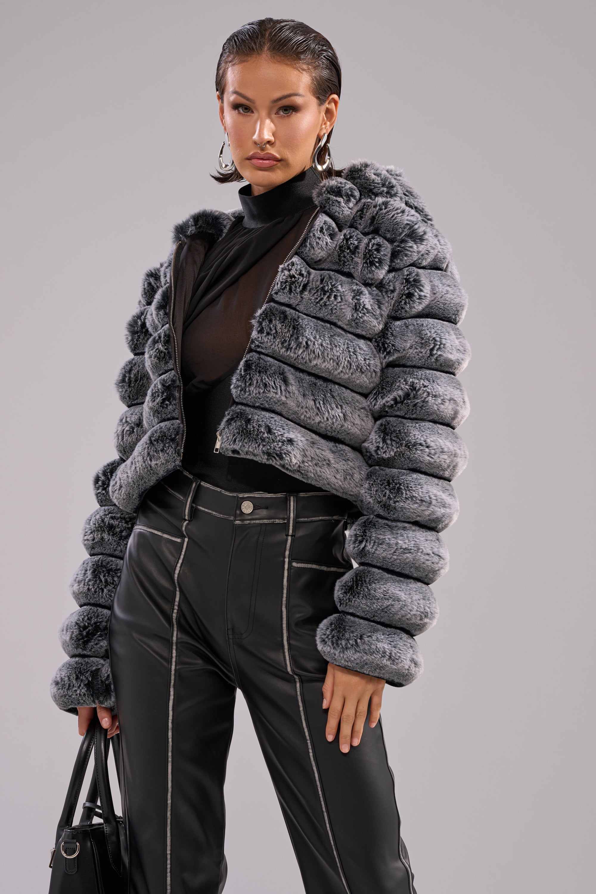 POPCORN FAUX FUR IN GREY