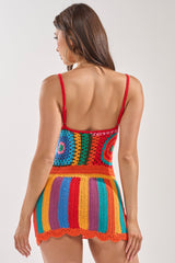 RAINBOW STITCHES CROCHET MINI DRESS