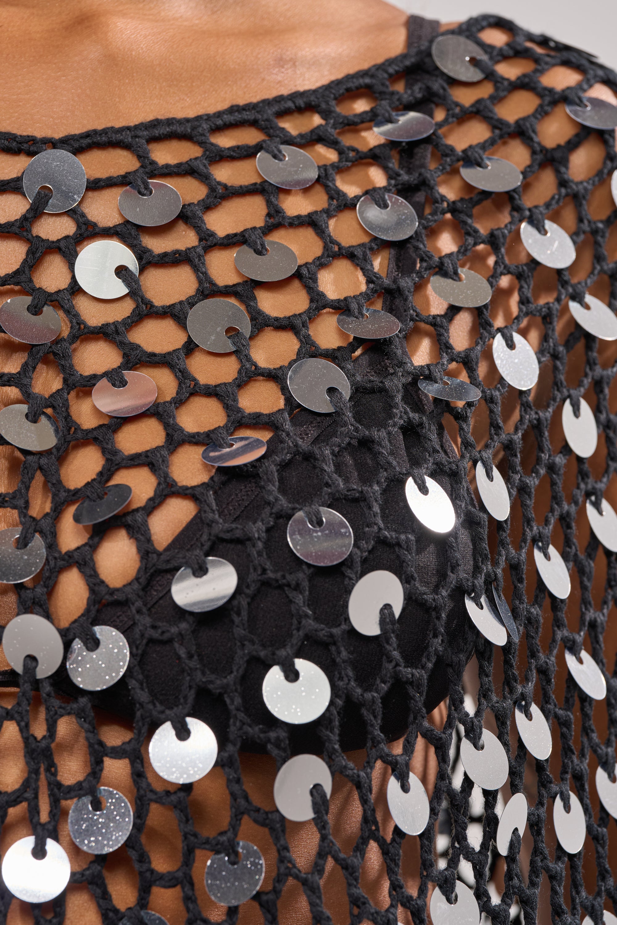 UNDER THE LIGHTS CROCHET SEQUIN PONCHO