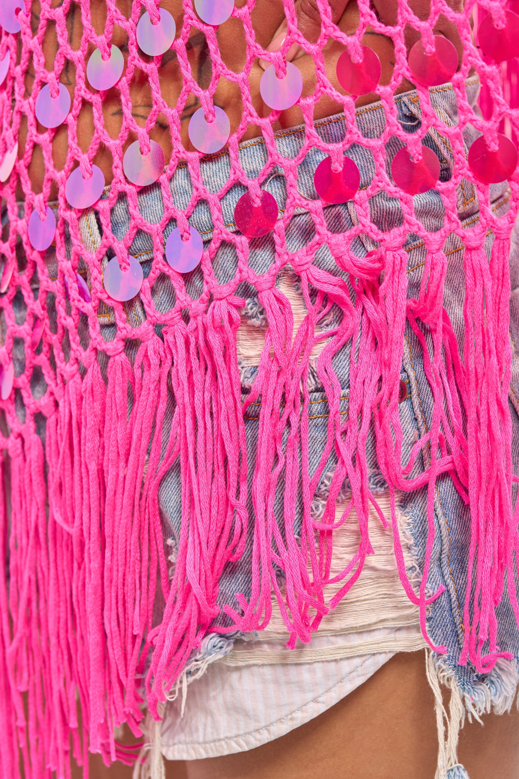 ITS MY WORLD CROCHET SEQUIN PONCHO