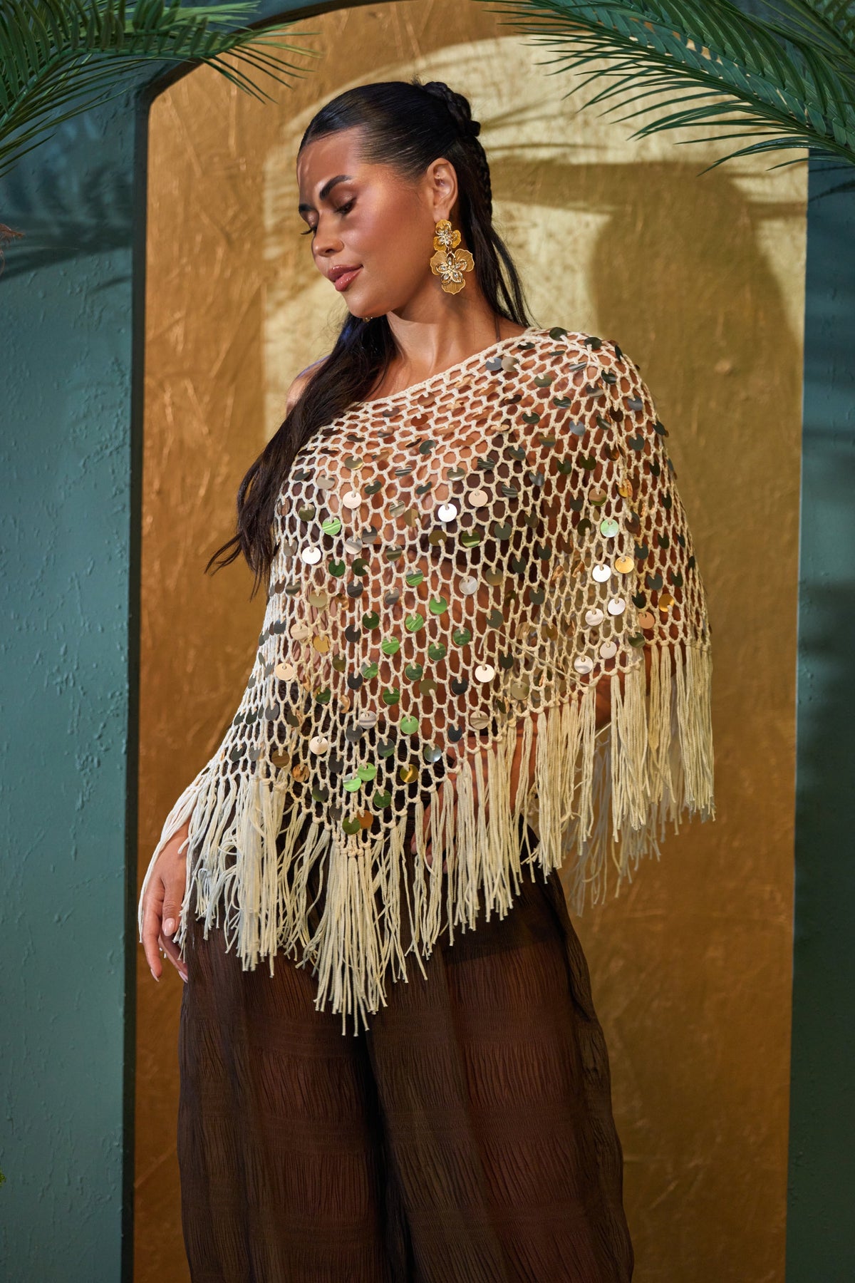 BELLA CROCHET SEQUIN PONCHO