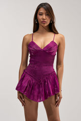 MAKE ME BLUSH BODYCON ROMPER IN PLUM