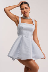 BEST TIME OF THE YEAR SATIN MINI DRESS IN BABY BLUE