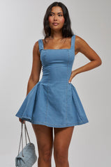 DON'T COPY ME DENIM MINI DRESS