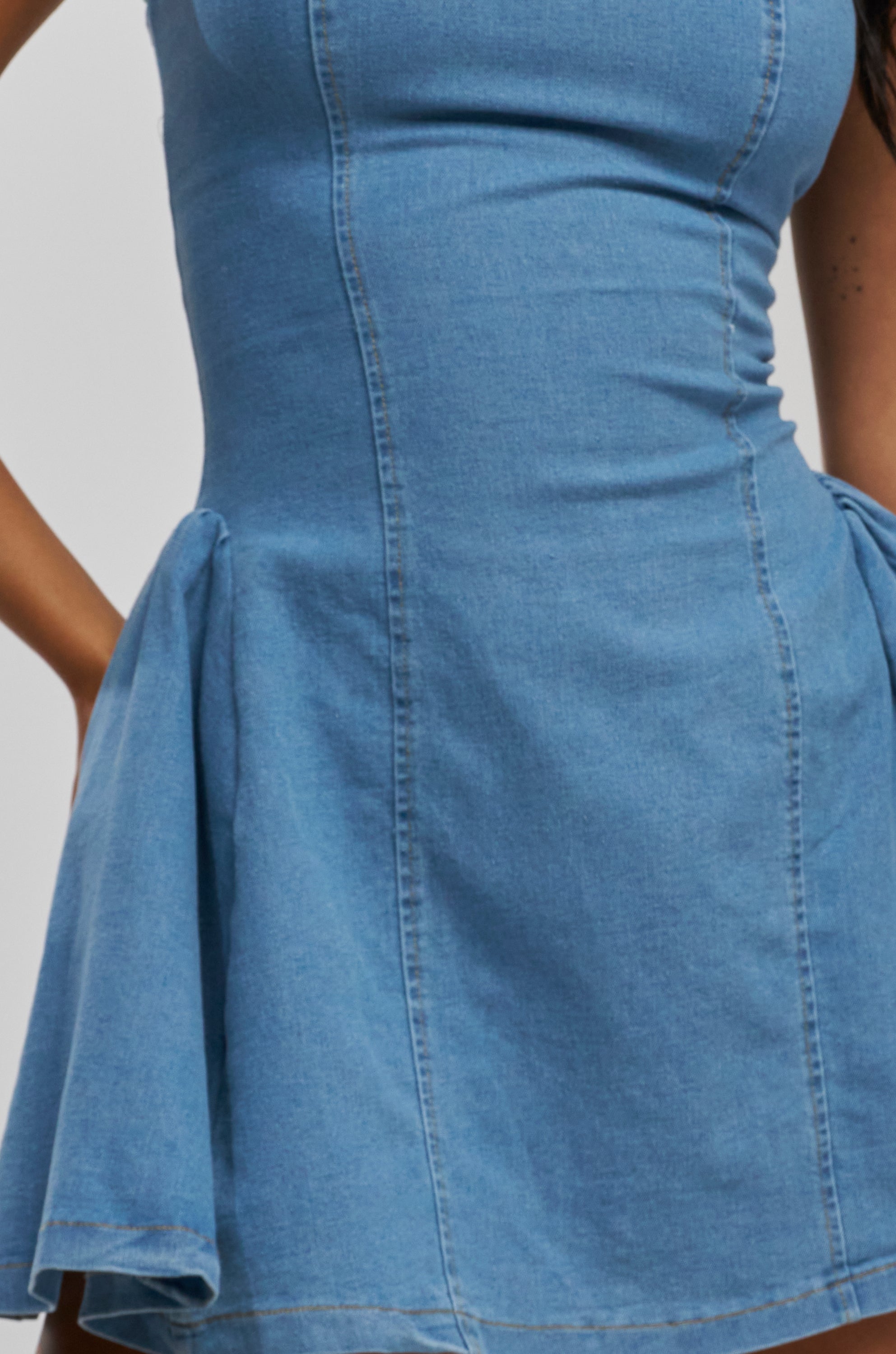 DON'T COPY ME DENIM MINI DRESS