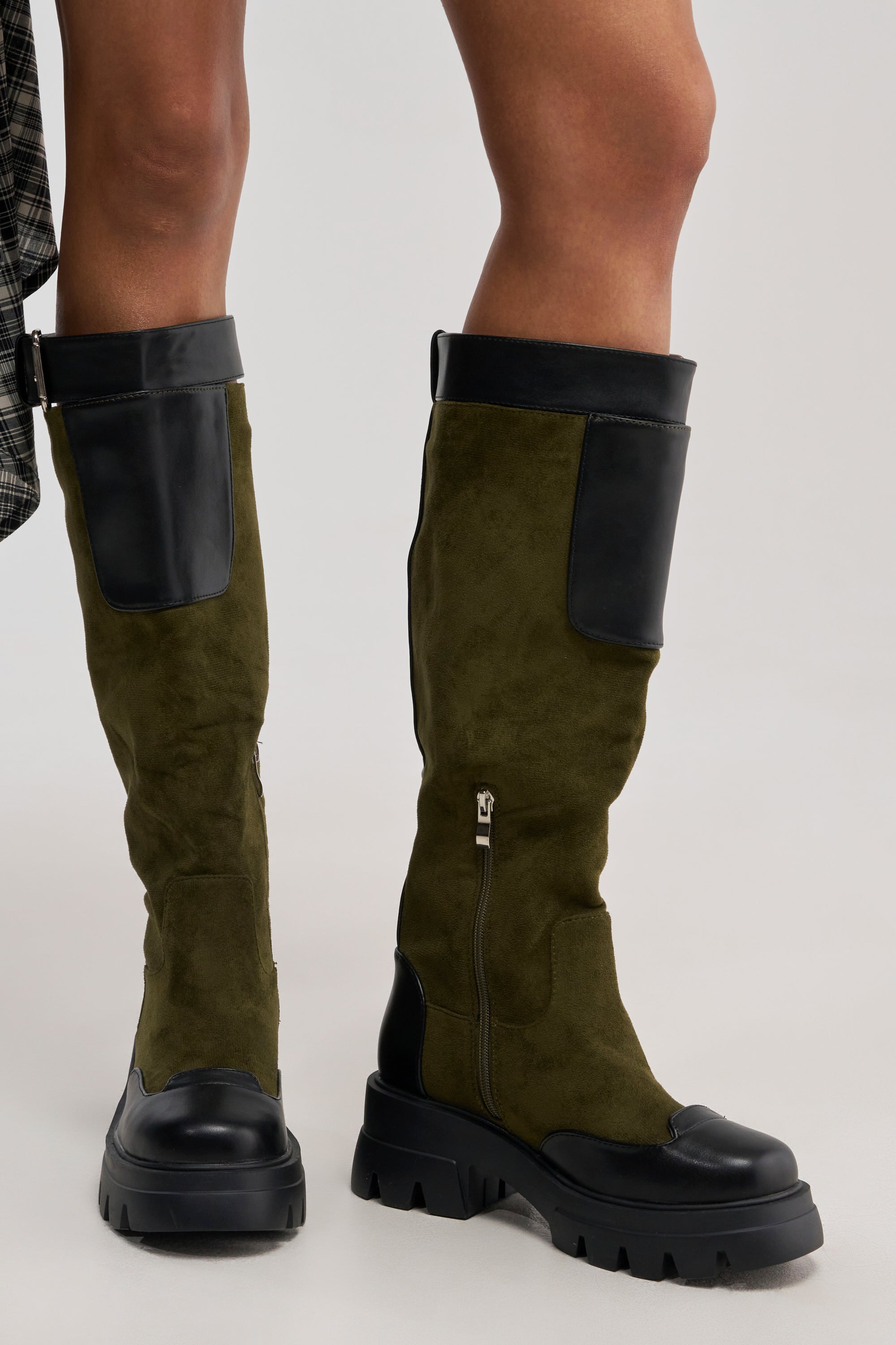 AZALEA WANG DALILA OLIVE FAUX SUEDE FLAT BOOT