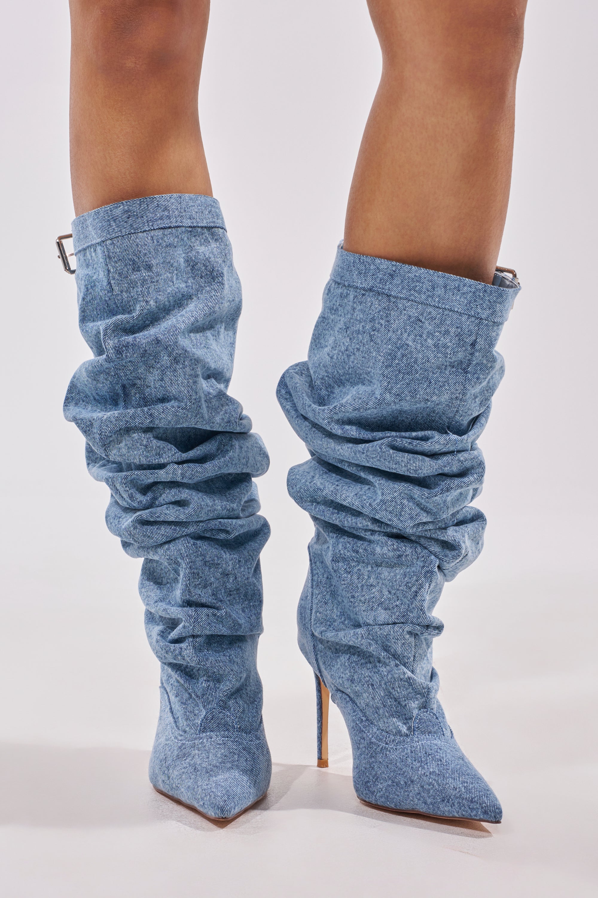 AZALEA WANG DARIA DENIM STILETTO BOOT