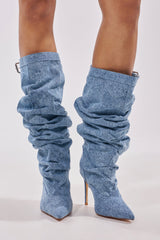 AZALEA WANG DARIA DENIM STILETTO BOOT