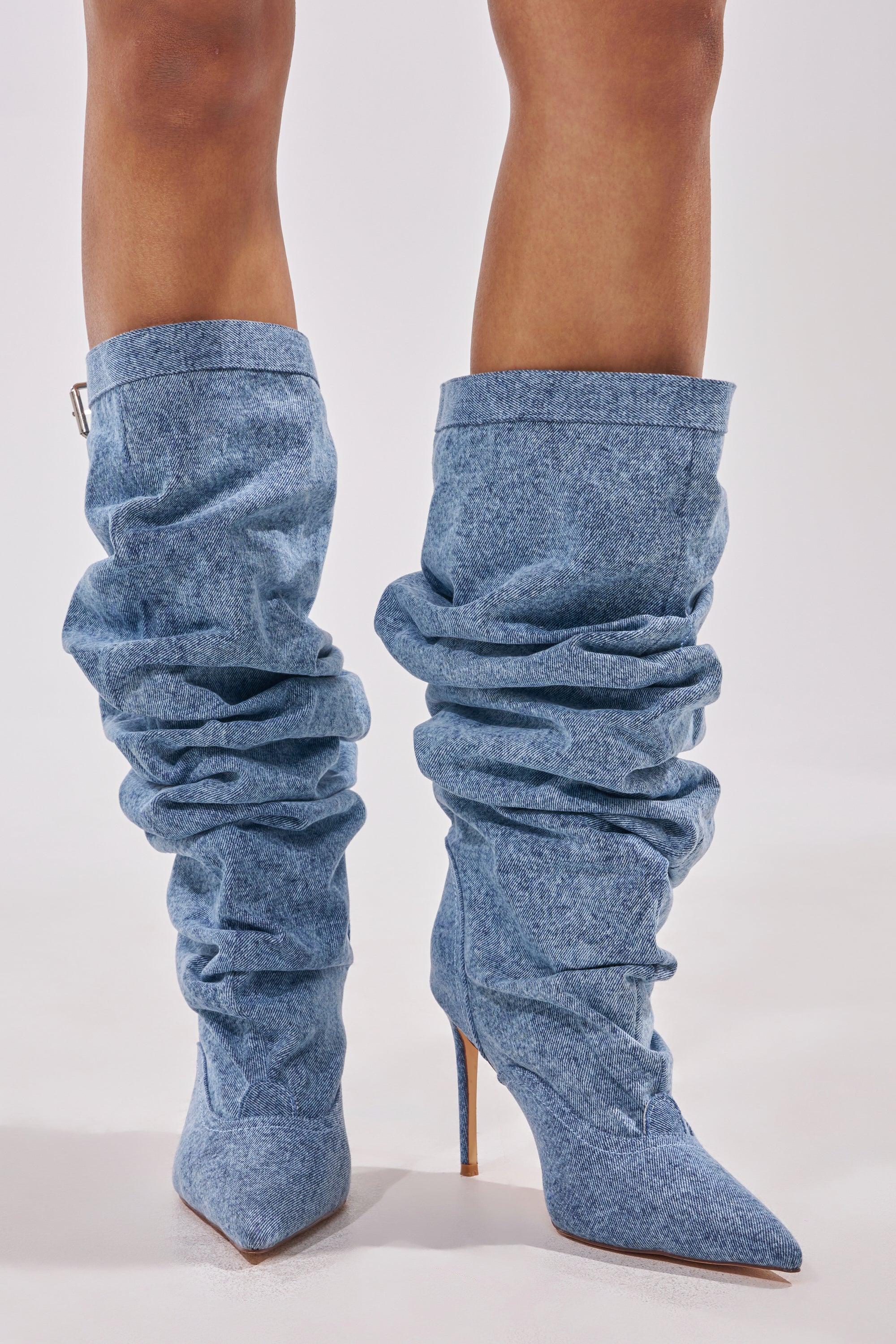 AZALEA WANG DARIA DENIM STILETTO BOOT