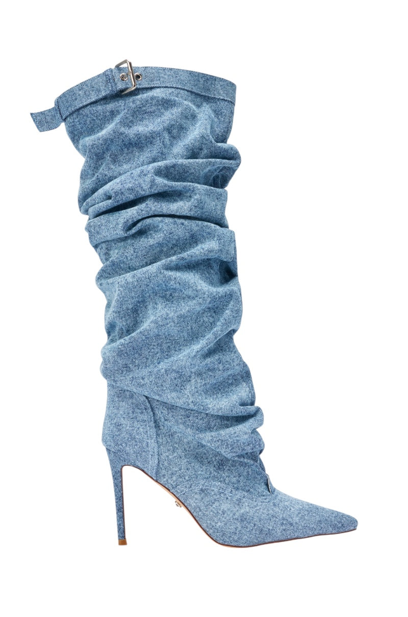AZALEA WANG DARIA DENIM STILETTO BOOT