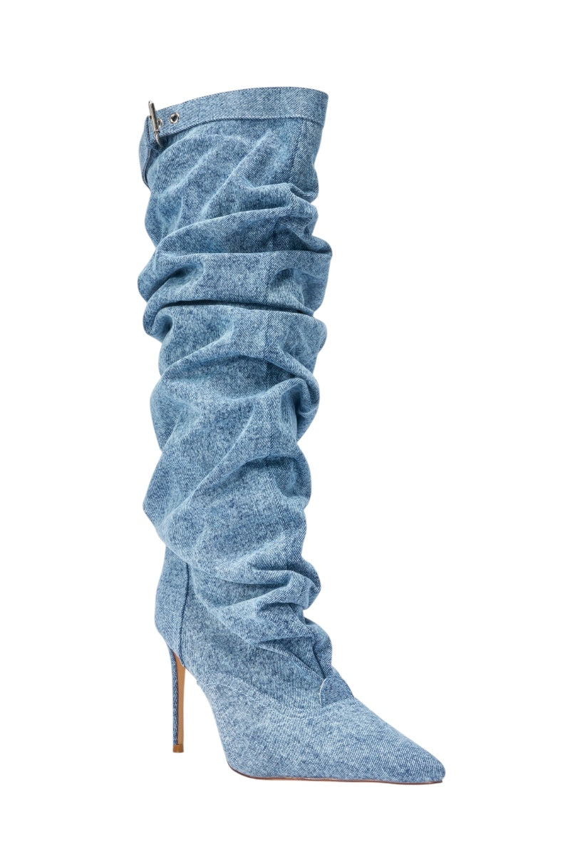 AZALEA WANG DARIA DENIM STILETTO BOOT