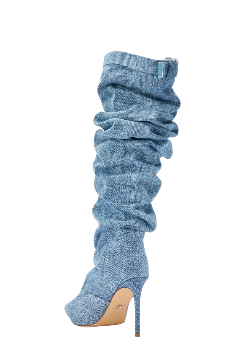 AZALEA WANG DARIA DENIM STILETTO BOOT
