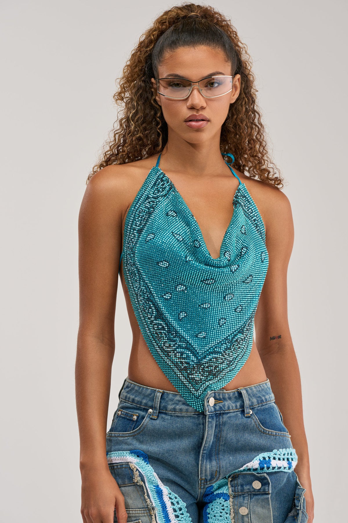 FOREVER AND EVER COWL NECK BLOUSE IN LIGHT BLUE