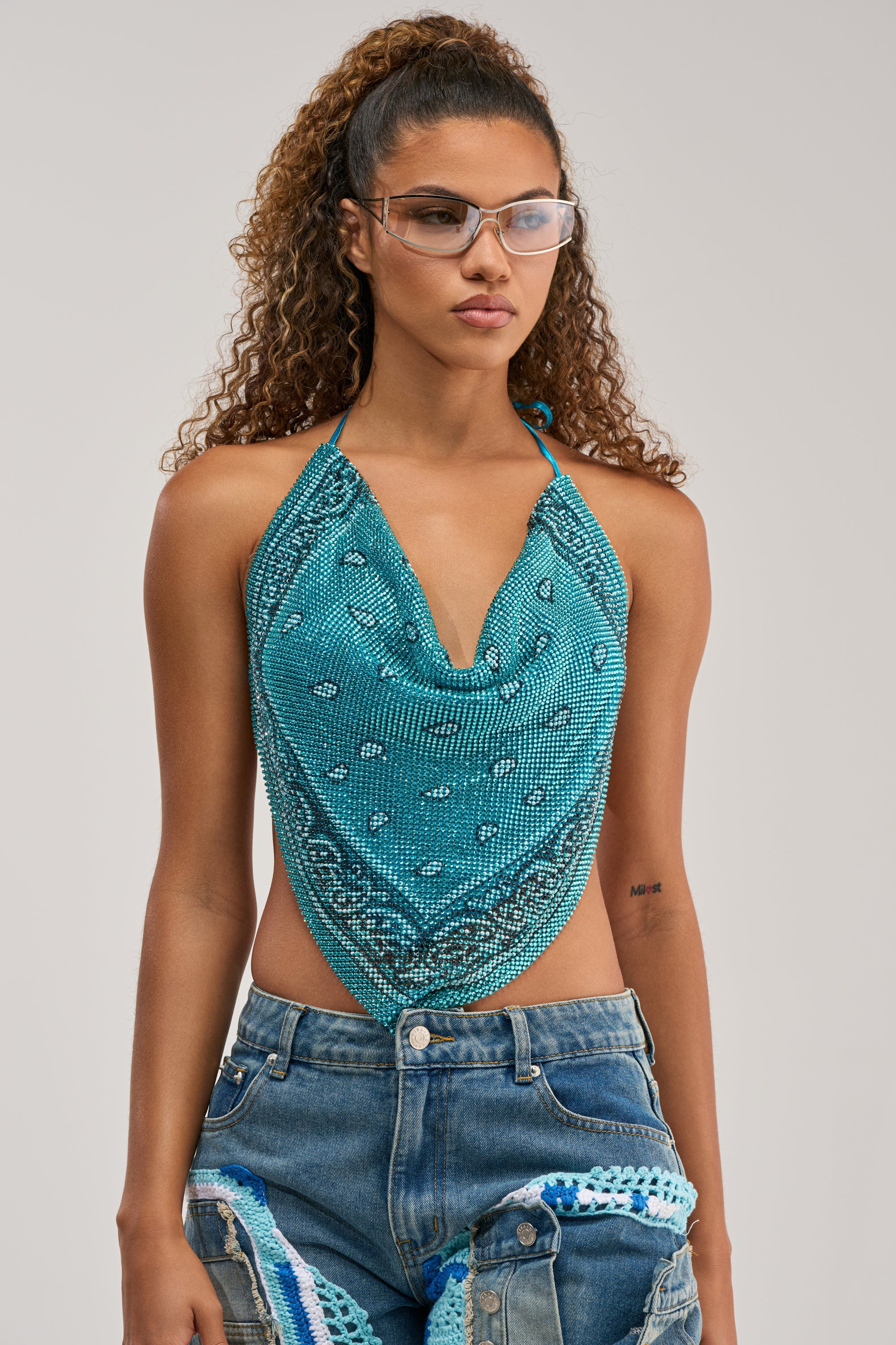 FOREVER AND EVER COWL NECK BLOUSE IN LIGHT BLUE