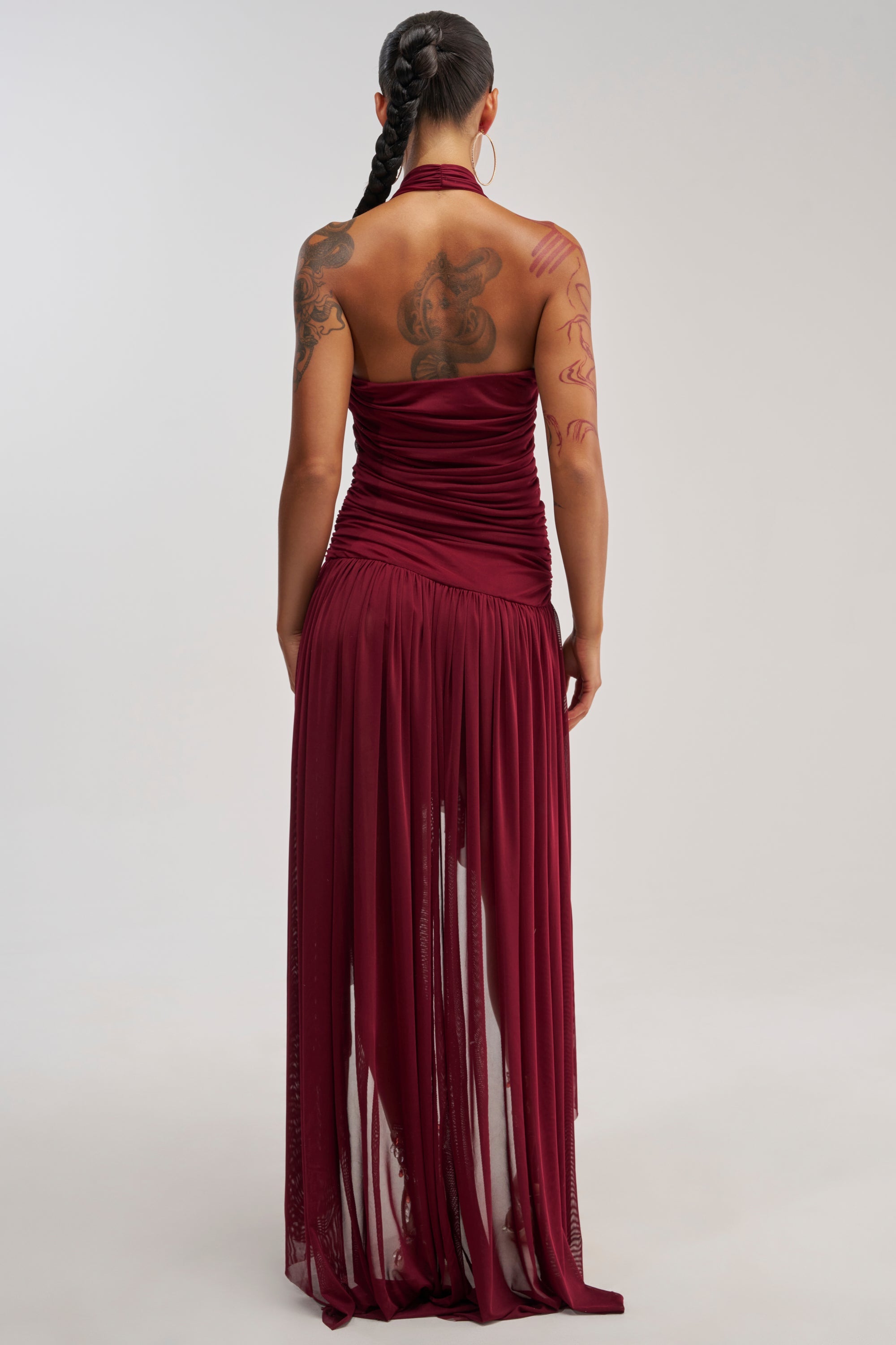 LIKE MY STYLE HIGH LOW MIDI DRESS IN BURGUNDY