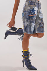 AKIRA GOLD DEMAND NAVY STILETTO BOOTIE