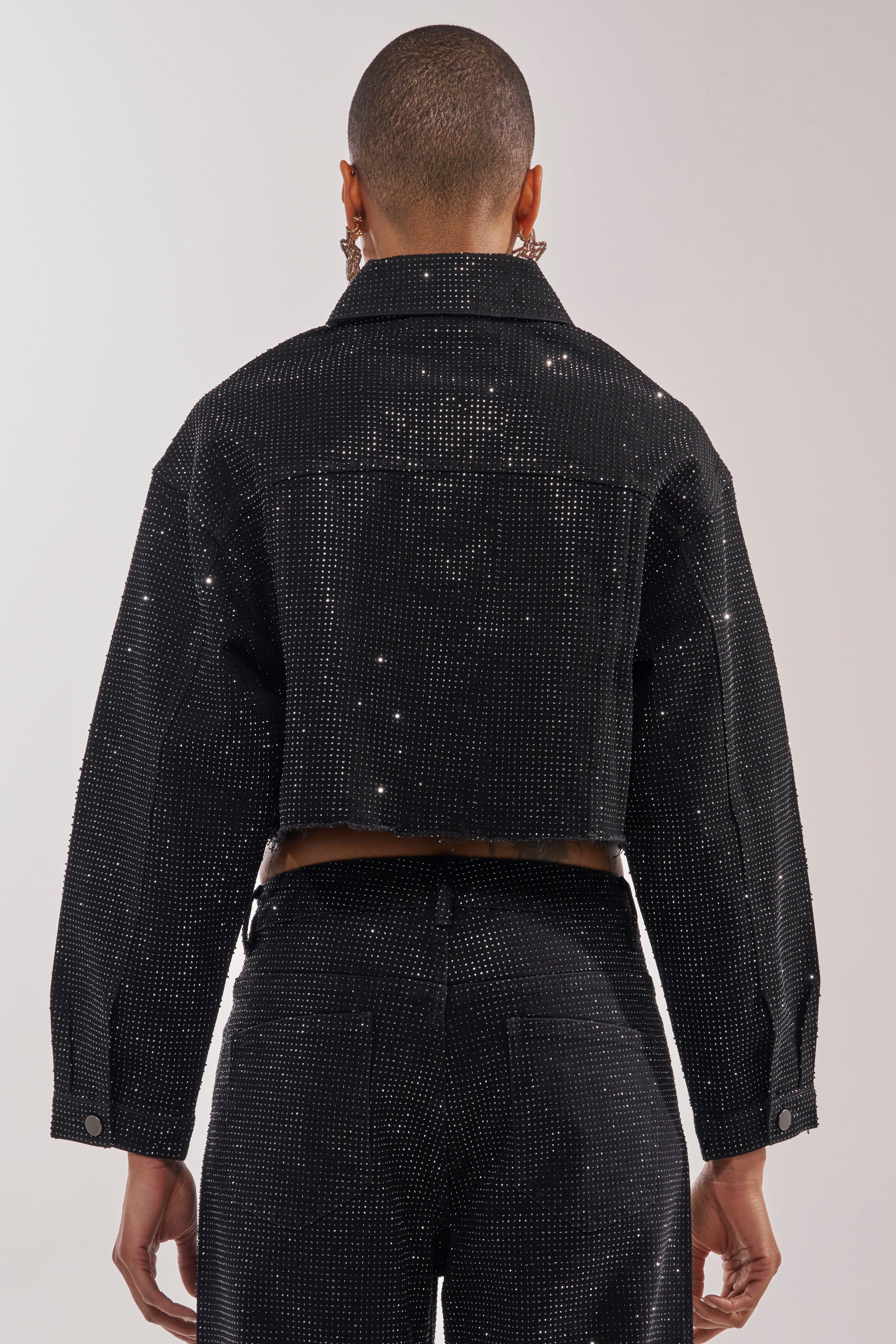 DEMI EMBELLISHED DENIM JACKET IN BLACK